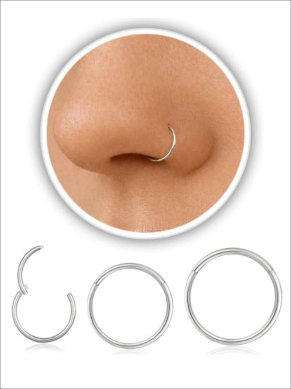Titanium Nose Ring Hoop Cartilage Earring 20G 18G 16G Unisex Piercing